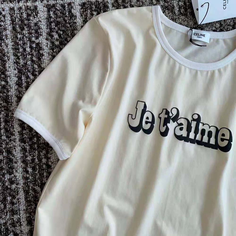 Celine Women Je T aime Cotton Jersey T-shirt-Yellow - image 7