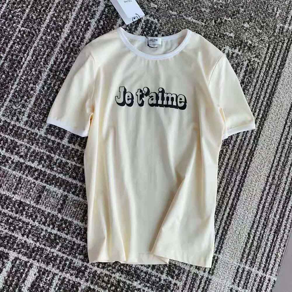 Celine Women Je T aime Cotton Jersey T-shirt-Yellow - image 5