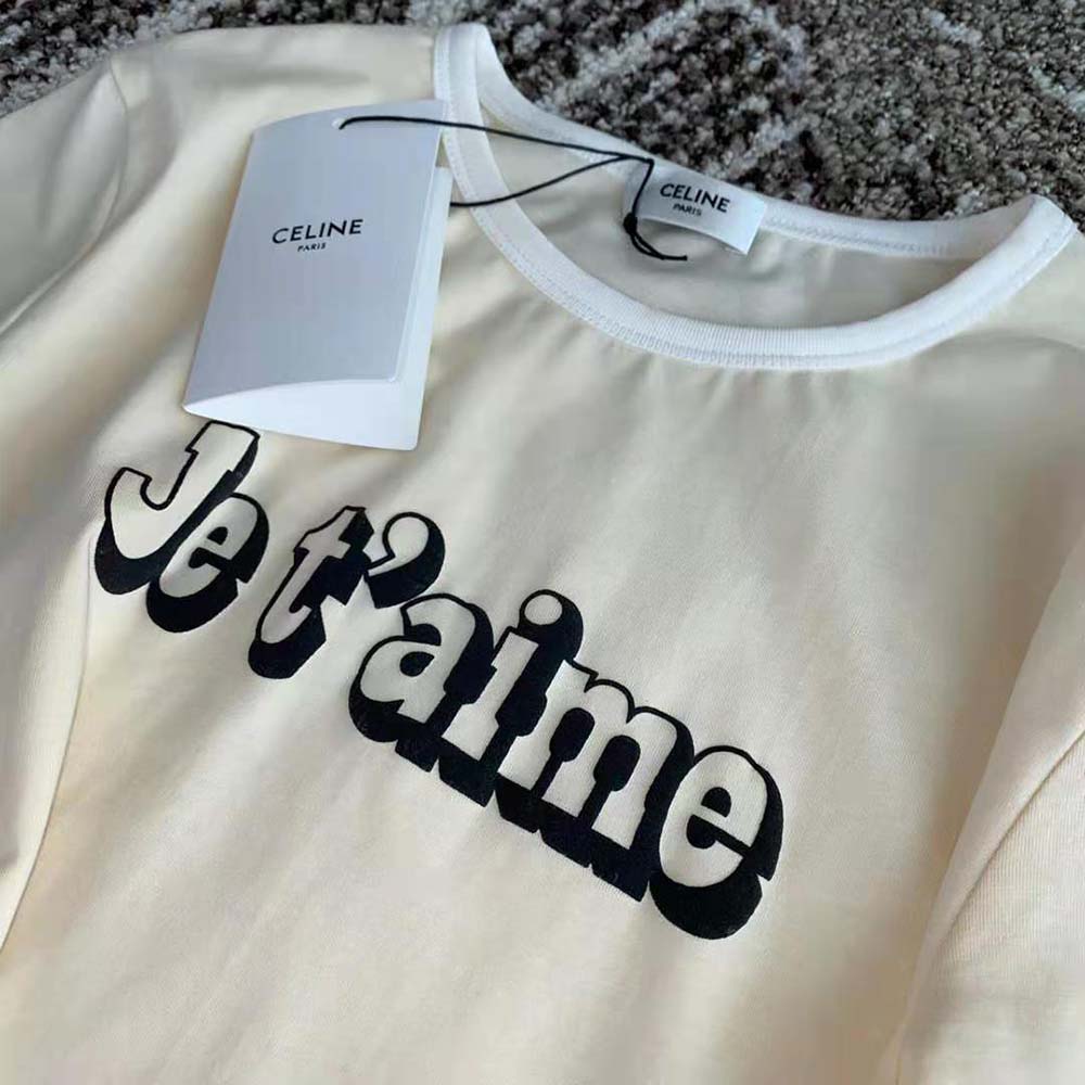 Celine Women Je T aime Cotton Jersey T-shirt-Yellow - image 4