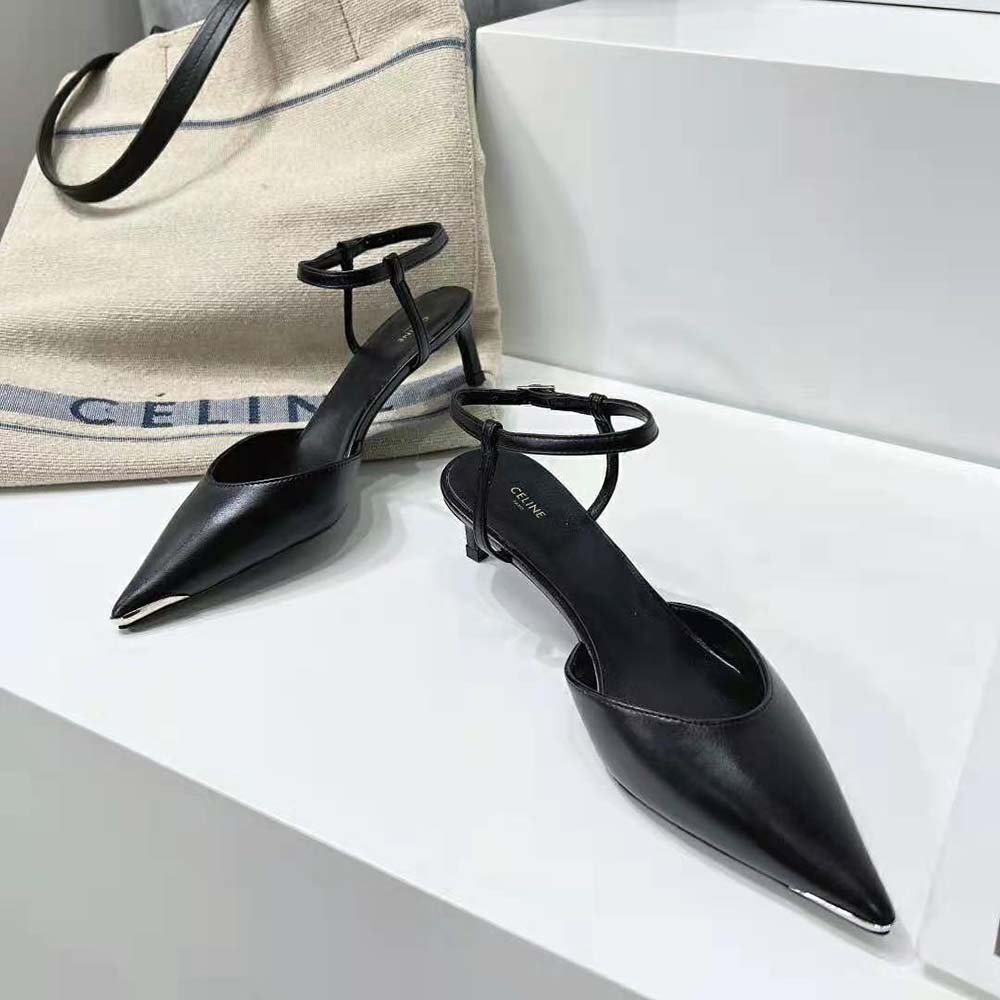 Celine Women Kitten Metal Toe Pump in Calfskin-Black - image 6
