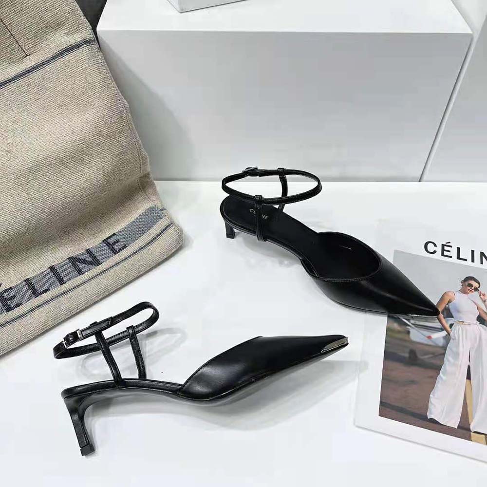Celine Women Kitten Metal Toe Pump in Calfskin-Black - image 8