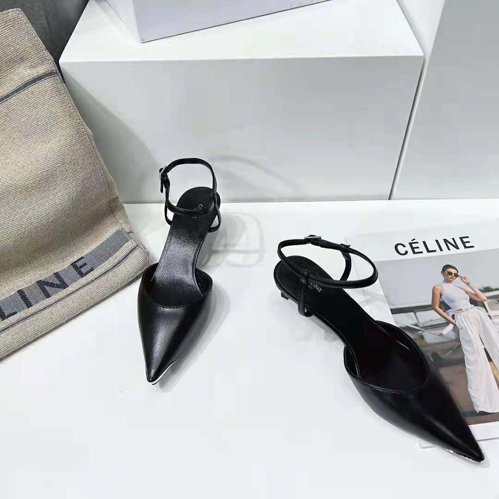 Celine Women Kitten Metal Toe Pump in Calfskin-Black - image 7