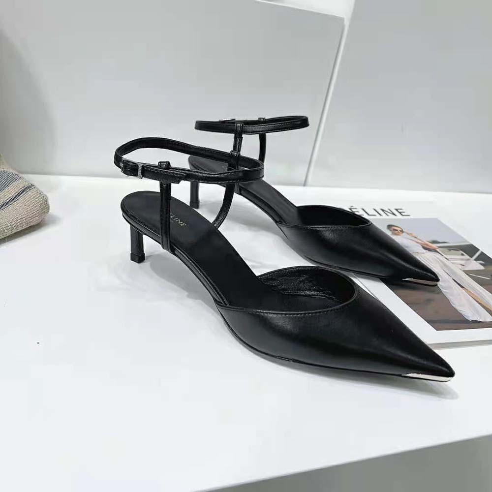 Celine Women Kitten Metal Toe Pump in Calfskin-Black - image 5