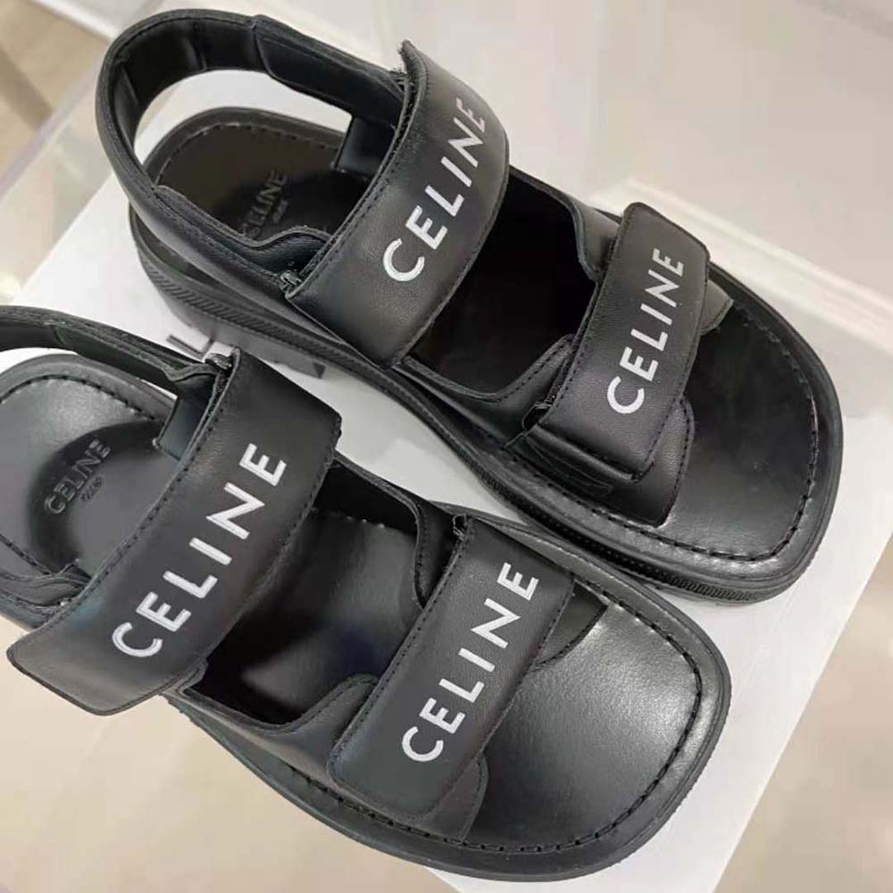 Celine Women Leo Scratch Sandal in Calfskin-Black - image 5
