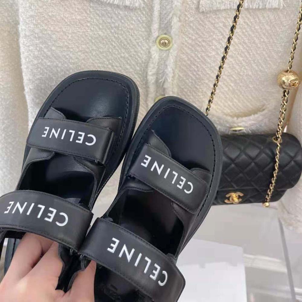 Celine Women Leo Scratch Sandal in Calfskin-Black - image 6