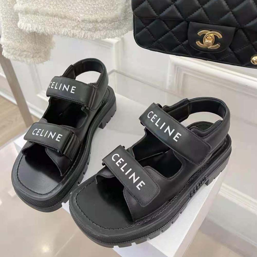 Celine Women Leo Scratch Sandal in Calfskin-Black - image 4