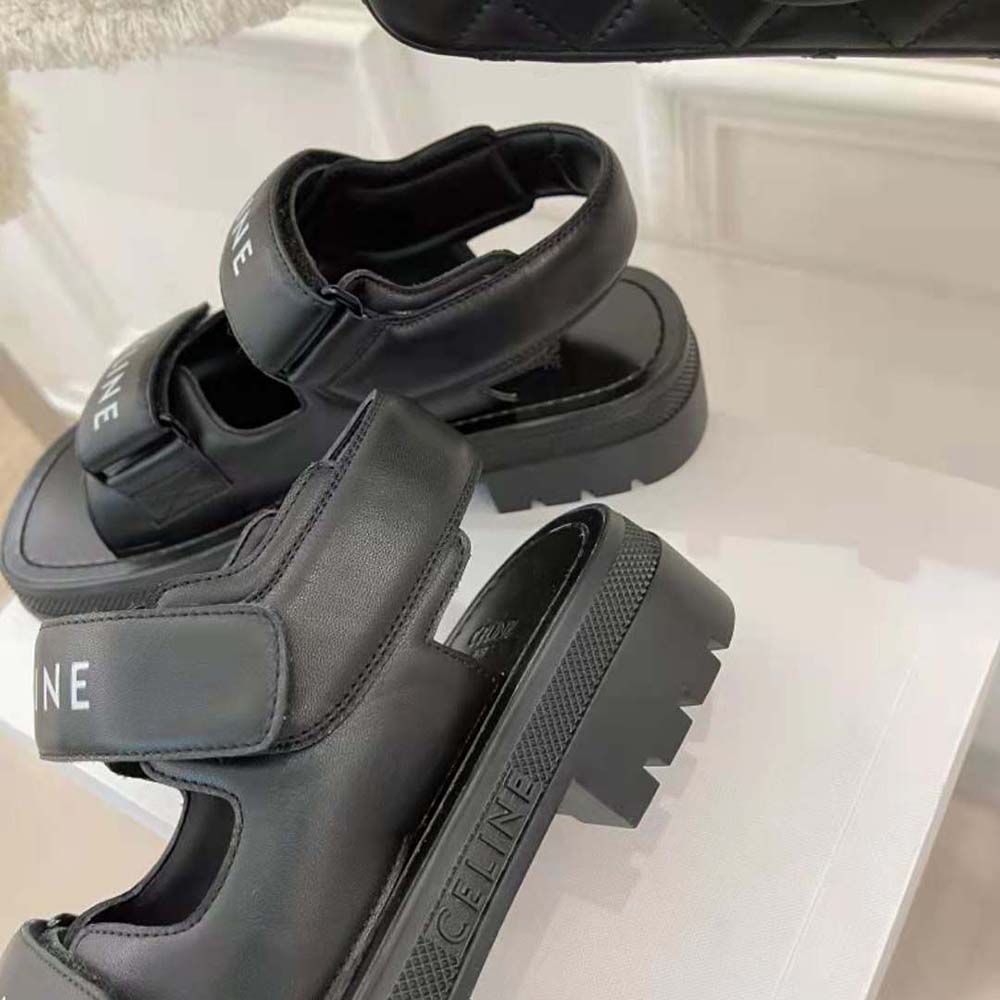 Celine Women Leo Scratch Sandal in Calfskin-Black - image 8