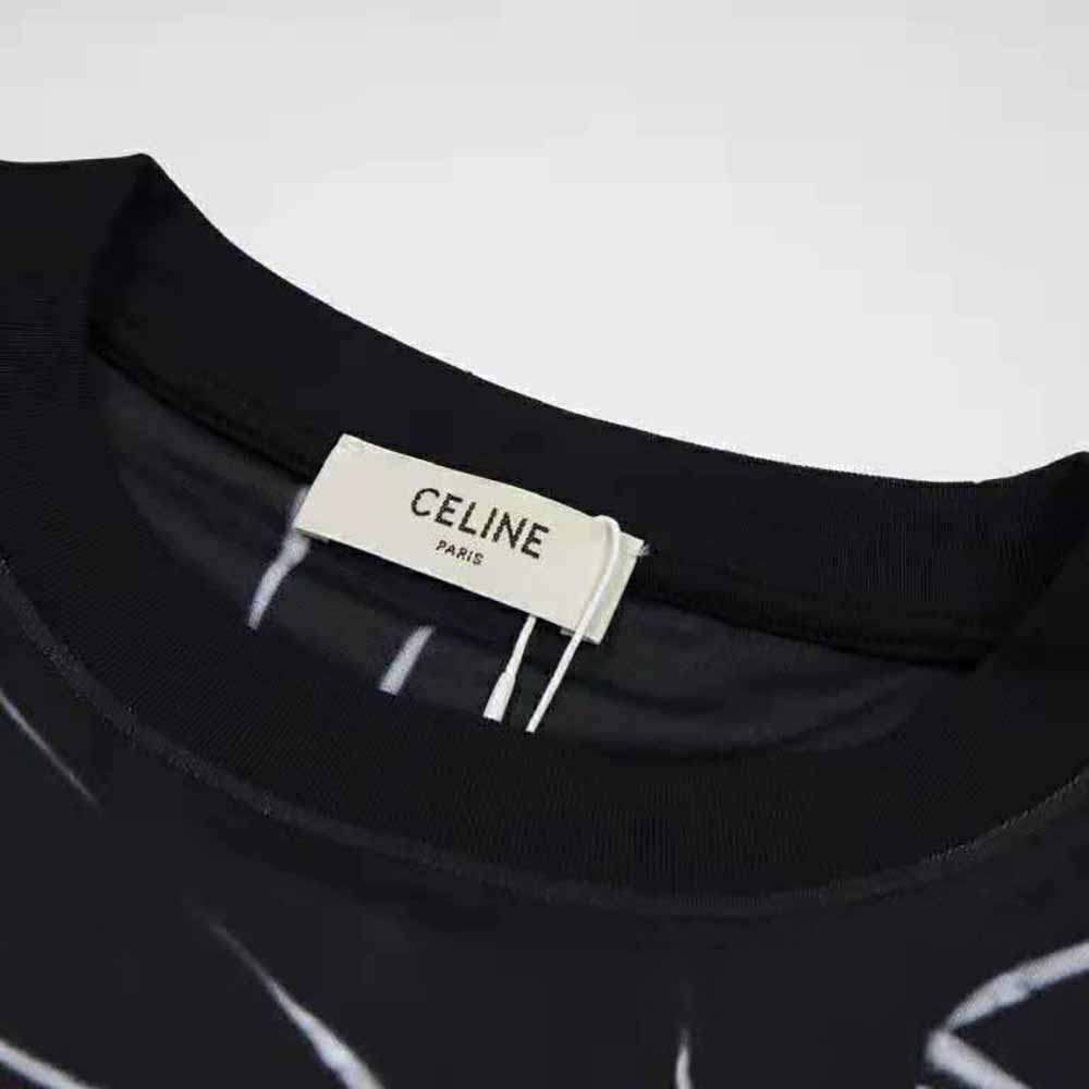 Celine Women Loose T-shirt in Cotton Jersey-Black - image 4