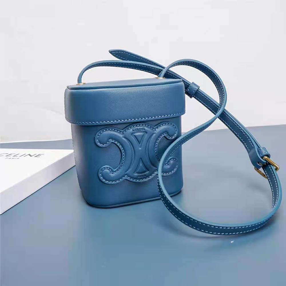 Side angle showing adjustable strap of Celine Women Small Box Cuir Triomphe