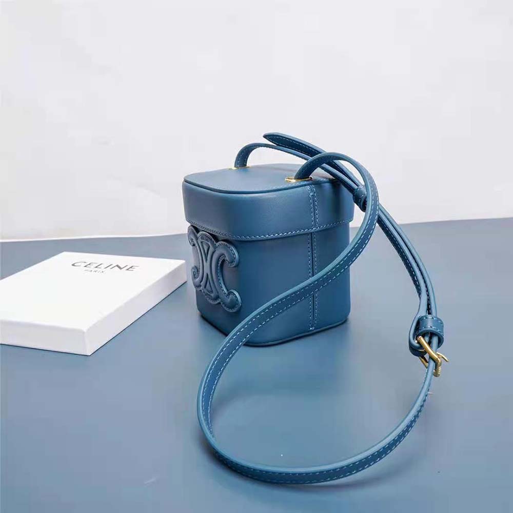 Celine Women Small Box Cuir Triomphe in Smooth Calfskin-Blue - image 5