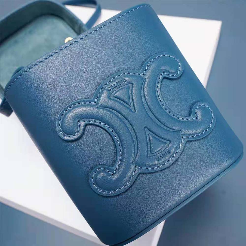Celine Women Small Box Cuir Triomphe in Smooth Calfskin-Blue - image 8