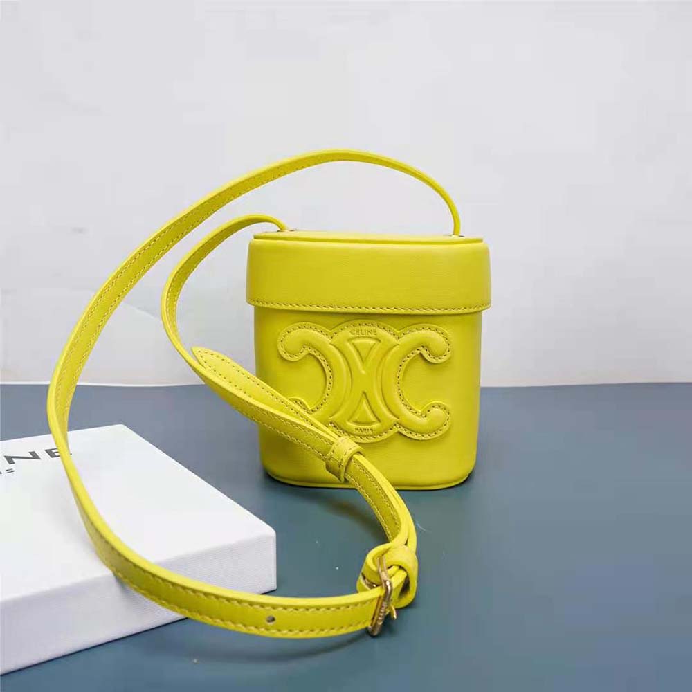 Close-up of gold Triomphe clasp on Celine Women Small Box Cuir Triomphe