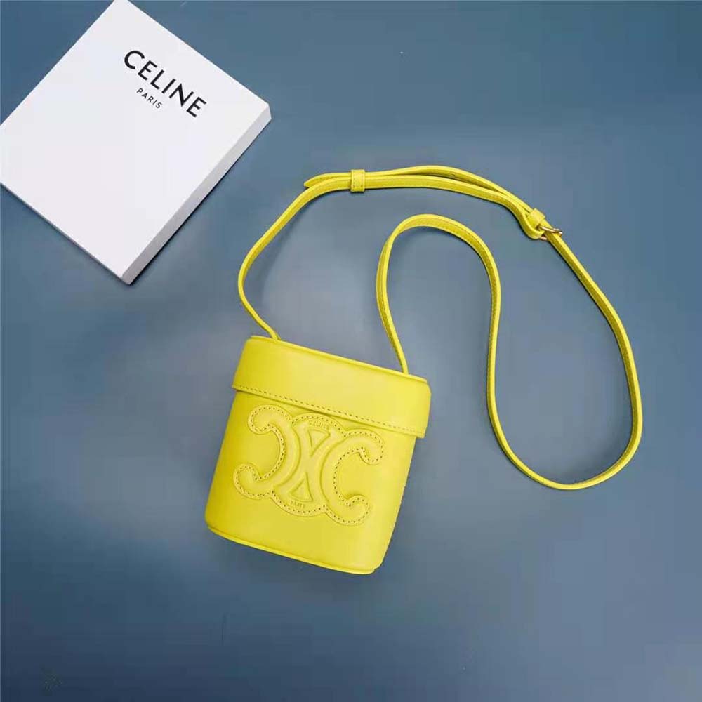 Celine Women Small Box Cuir Triomphe in Smooth Calfskin-Yellow - image 6