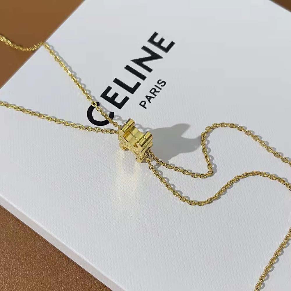 Celine Women Triomphe Sliding Necklace in Brass with Gold Finish - image 5