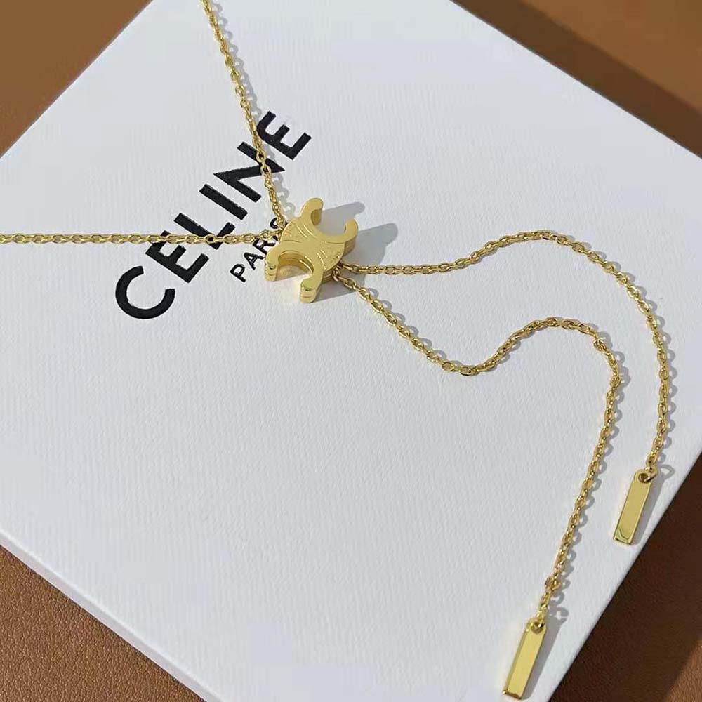 Celine Women Triomphe Sliding Necklace in Brass with Gold Finish - image 4