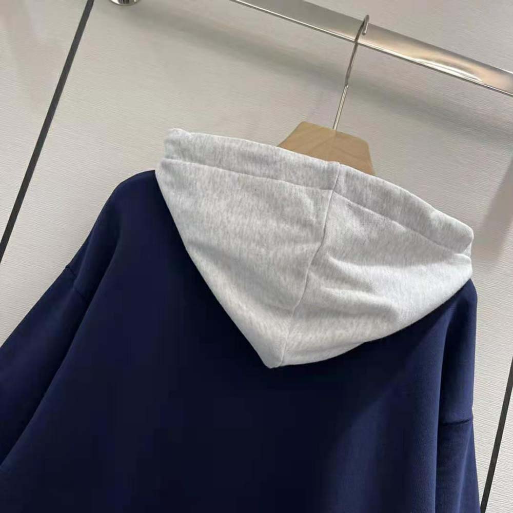 Celine Women Two-Tone Hoodie in Cotton Fleece-Navy - image 8