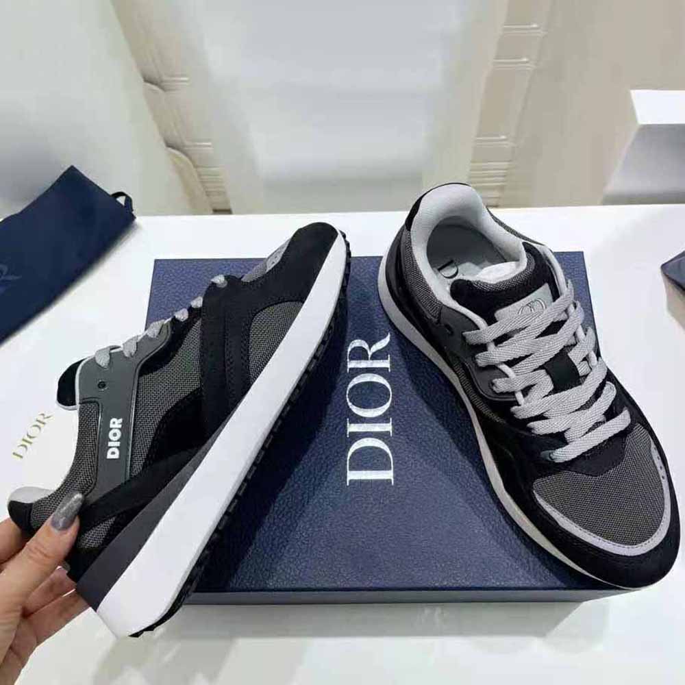 Dior Men B29 Sneaker Gray Technical Mesh Black Suede and Smooth Calfskin - image 4