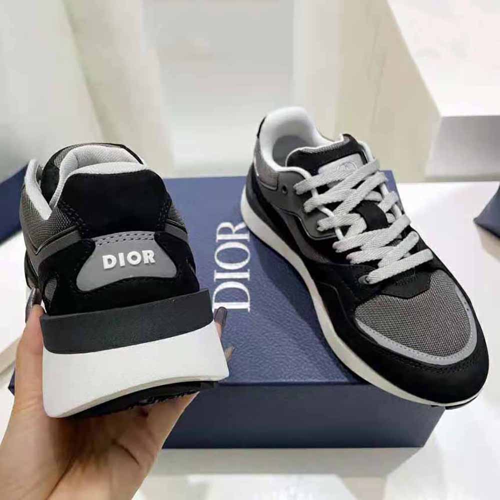 Dior Men B29 Sneaker Gray Technical Mesh Black Suede and Smooth Calfskin - image 9