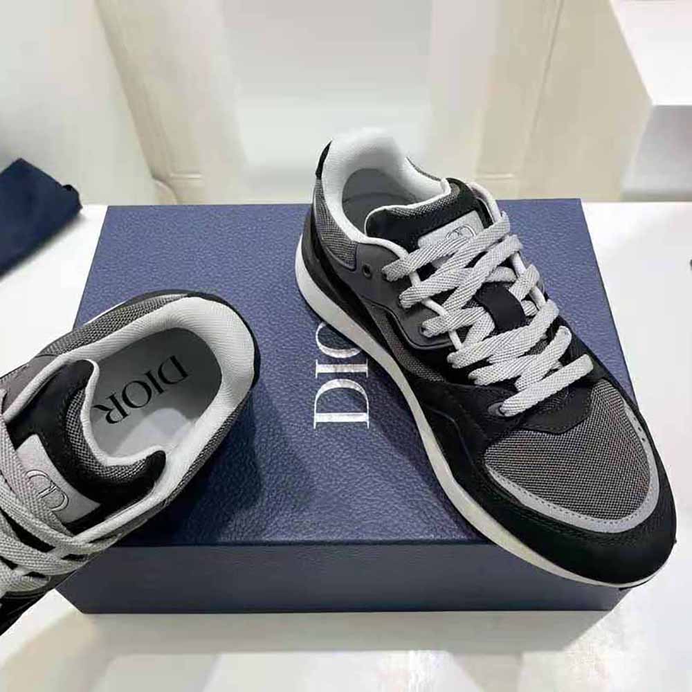 Dior Men B29 Sneaker Gray Technical Mesh Black Suede and Smooth Calfskin - image 8