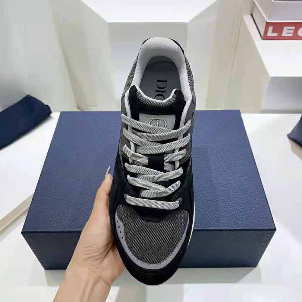 Dior Men B29 Sneaker Gray Technical Mesh Black Suede and Smooth Calfskin - image 7