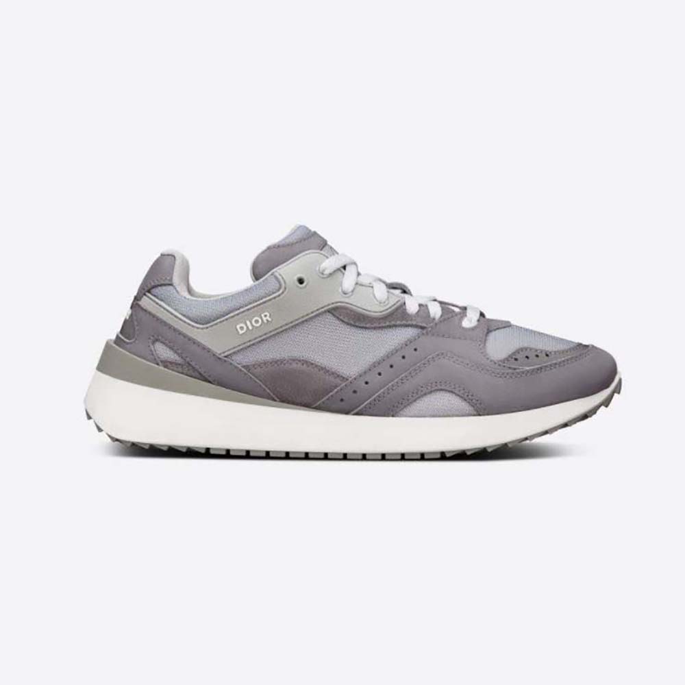 Side view of Dior Men B29 Sneaker Gray Technical Mesh Suede and Smooth Calfskin