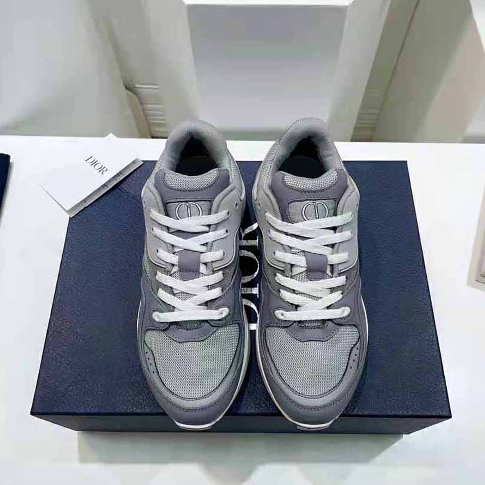 Close-up of lace and Dior embossed detailing on Dior Men B29 Sneaker