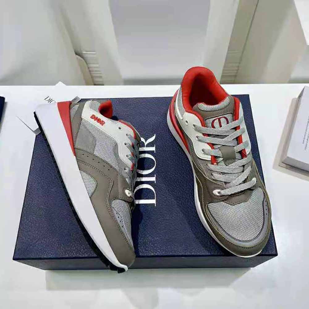 Top angle showcasing laces and mesh on Dior Men B29 Sneaker
