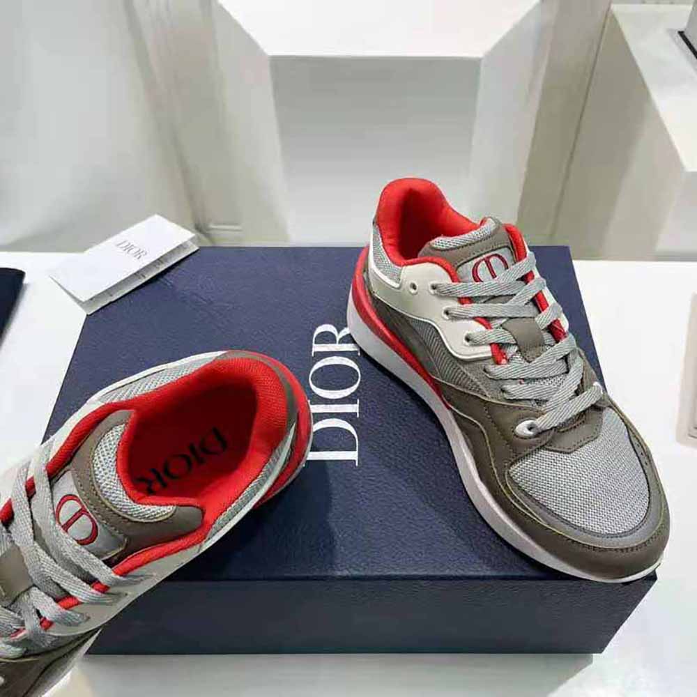 Dior Men B29 Sneaker Gray Technical Mesh and Suede with Brown Smooth Calfskin - image 9