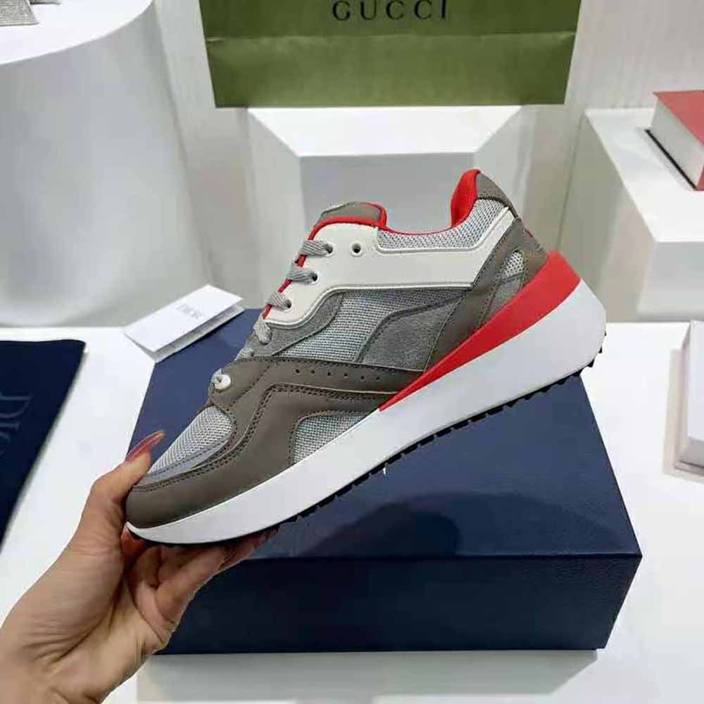 Dior Men B29 Sneaker Gray Technical Mesh and Suede with Brown Smooth Calfskin - image 7