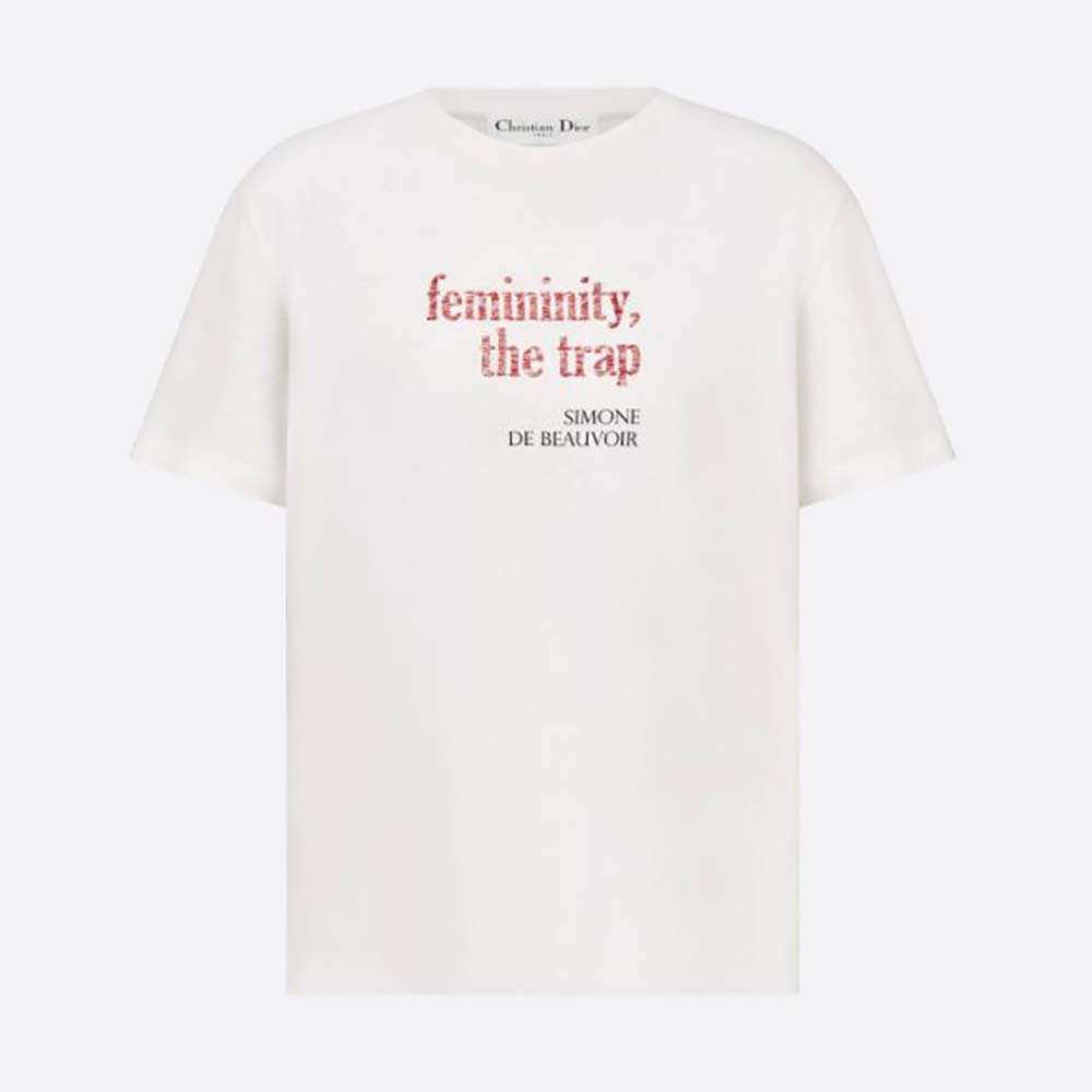 Front view of Dior Men Femininity the Trap T-Shirt in white