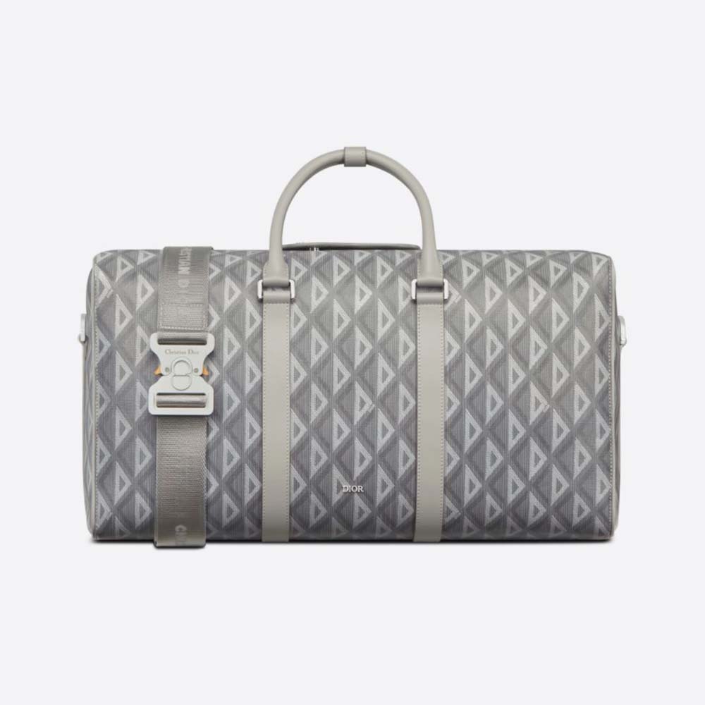 Front angle of Dior Men Lingot 50 Duffle Bag Dior Gray CD Diamond Canvas