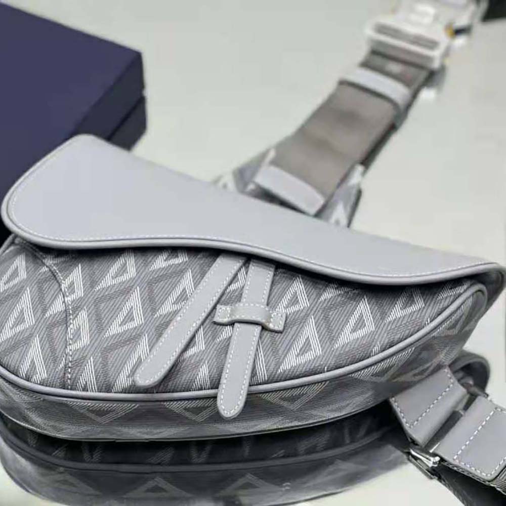 Dior Men Mini Saddle Bag Dior Gray CD Diamond Canvas and Smooth Calfskin - image 4