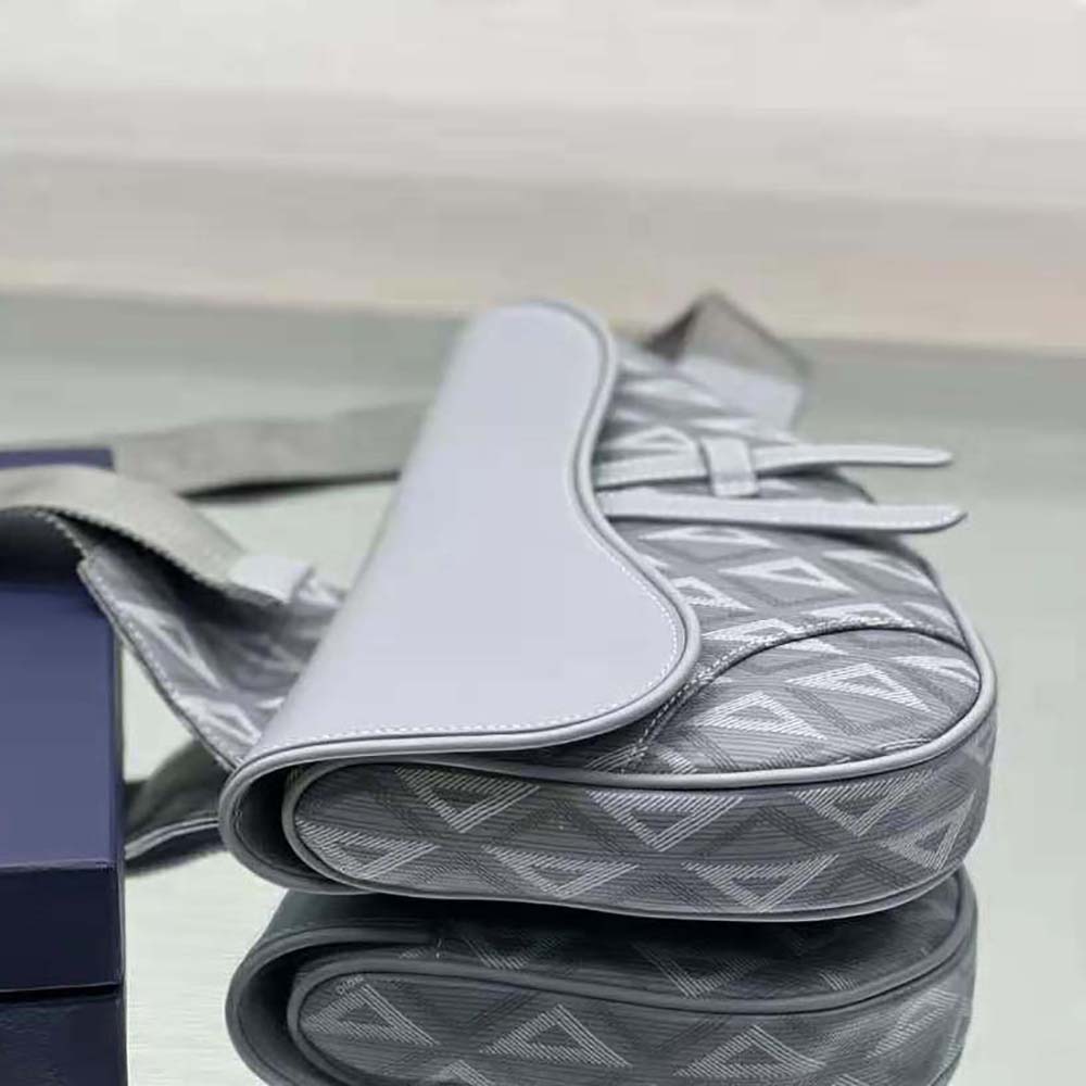 Side angle showing adjustable strap of Dior Men Mini Saddle Bag Dior Gray