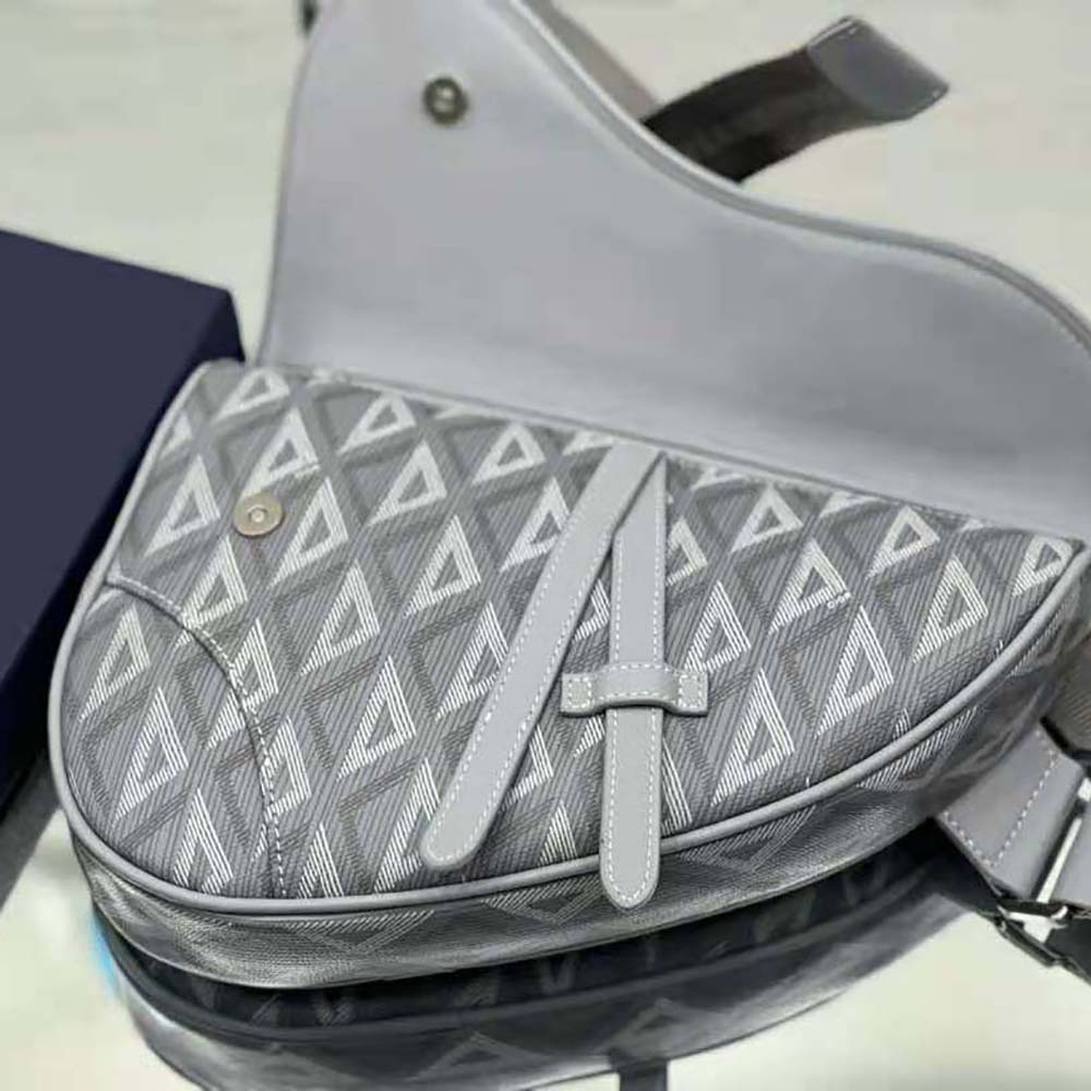 Dior Men Mini Saddle Bag Dior Gray CD Diamond Canvas and Smooth Calfskin - image 5
