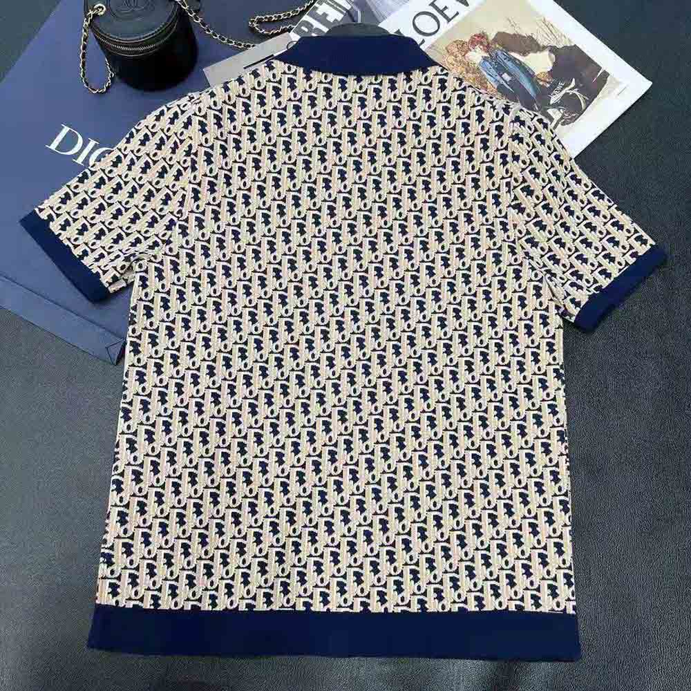 Side angle showing collar detail on Dior Men Oblique Polo Shirt