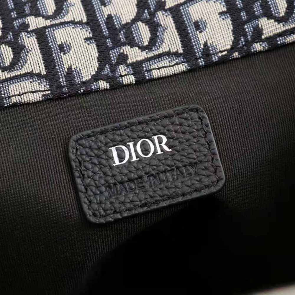 Dior Men Saddle Backpack Beige and Black Dior Oblique Jacquard and Black Grained Calfskin - image 8