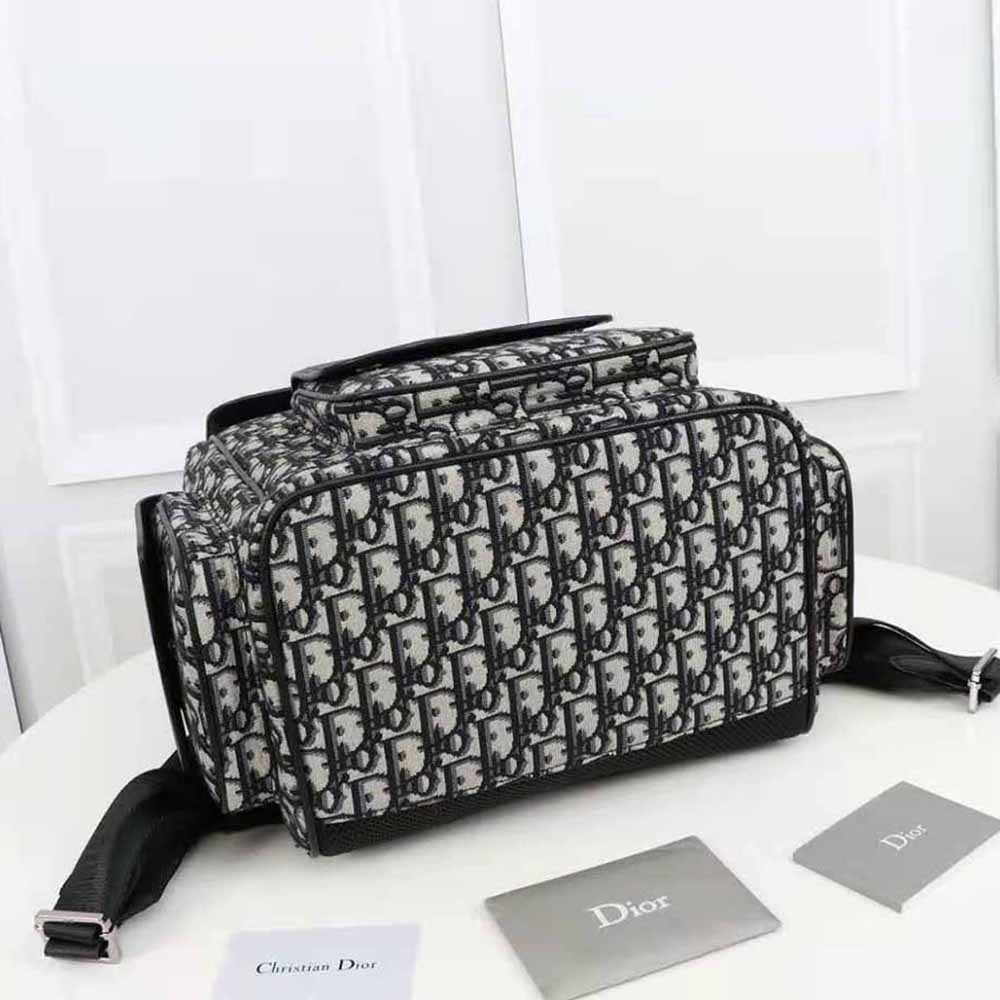 Dior Men Saddle Backpack Beige and Black Dior Oblique Jacquard and Black Grained Calfskin - image 5