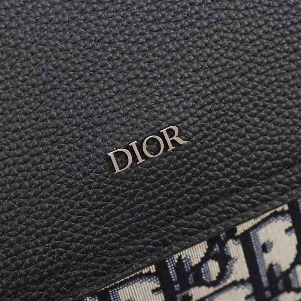 Dior Men Saddle Backpack Beige and Black Dior Oblique Jacquard and Black Grained Calfskin - image 9