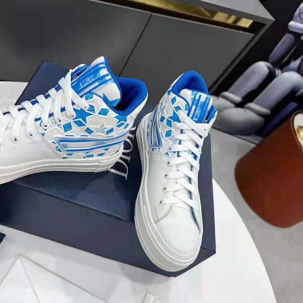 Dior Unisex Walk N Dior Star Sneaker Bright Blue and White Calfskin and Technical Fabric - image 8