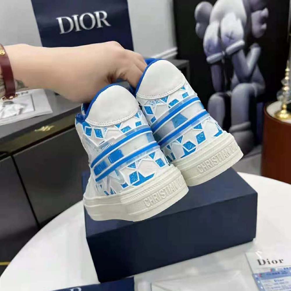 Dior Unisex Walk N Dior Star Sneaker Bright Blue and White Calfskin and Technical Fabric - image 10