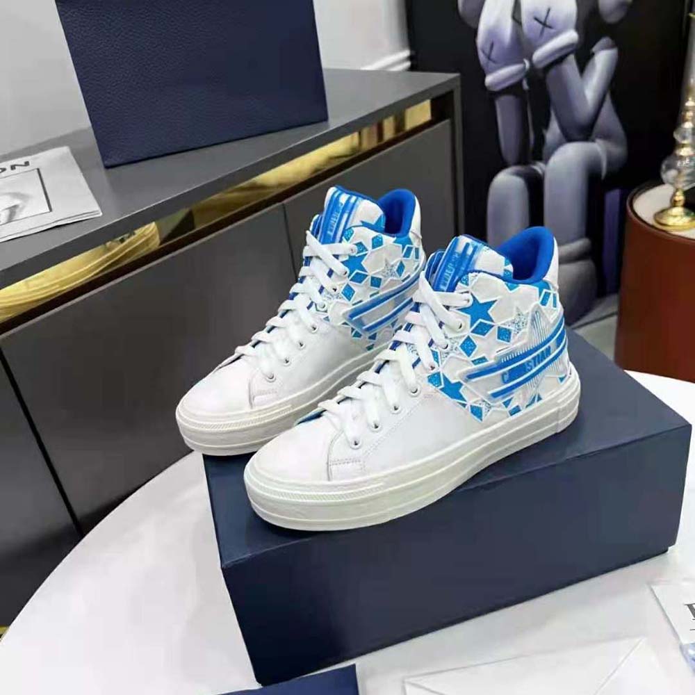 Dior Unisex Walk N Dior Star Sneaker Bright Blue and White Calfskin and Technical Fabric - image 4