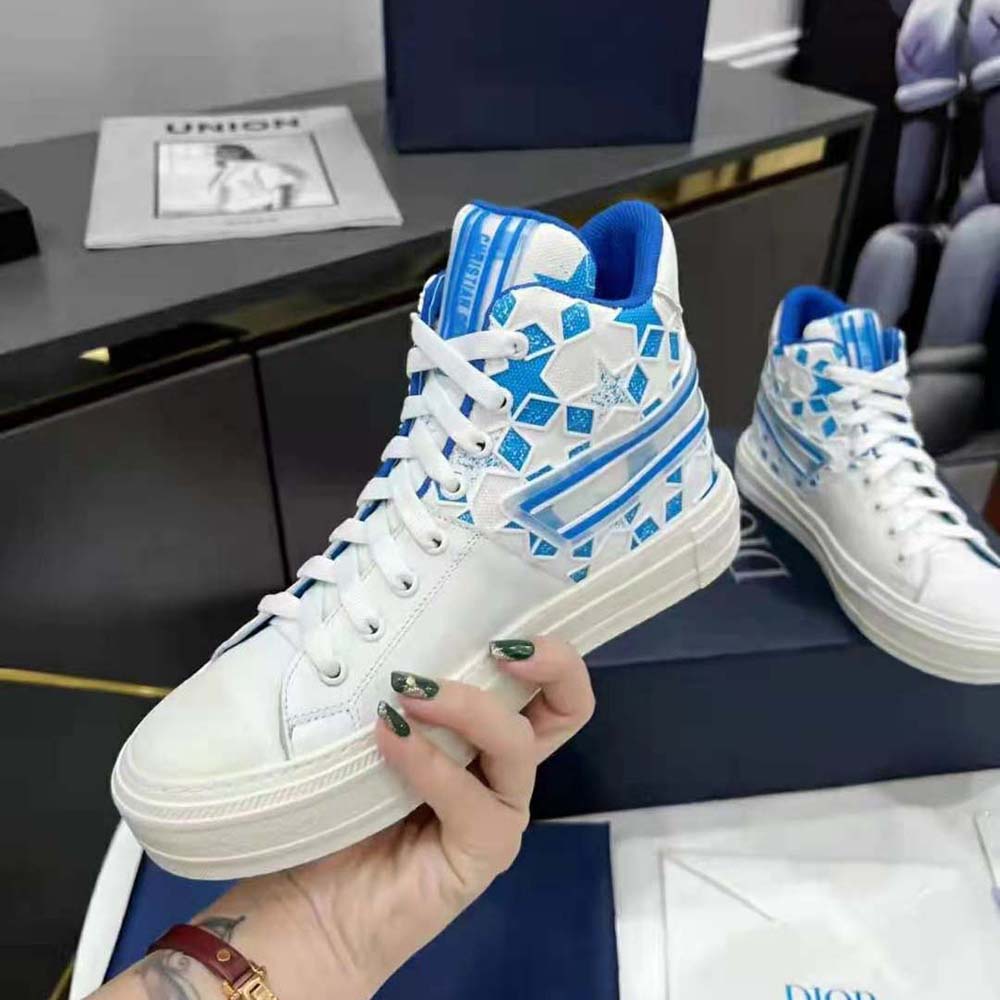 Dior Unisex Walk N Dior Star Sneaker Bright Blue and White Calfskin and Technical Fabric - image 7