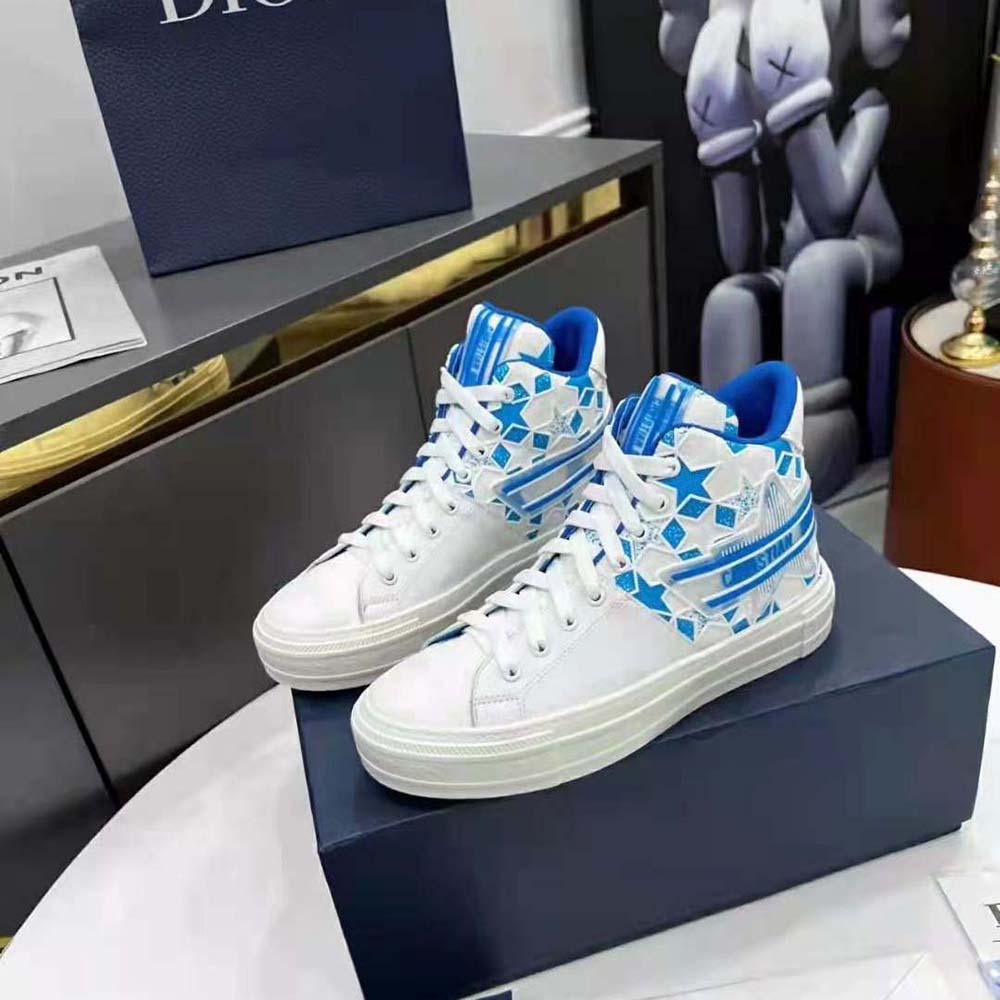 Dior Unisex Walk N Dior Star Sneaker Bright Blue and White Calfskin and Technical Fabric - image 5