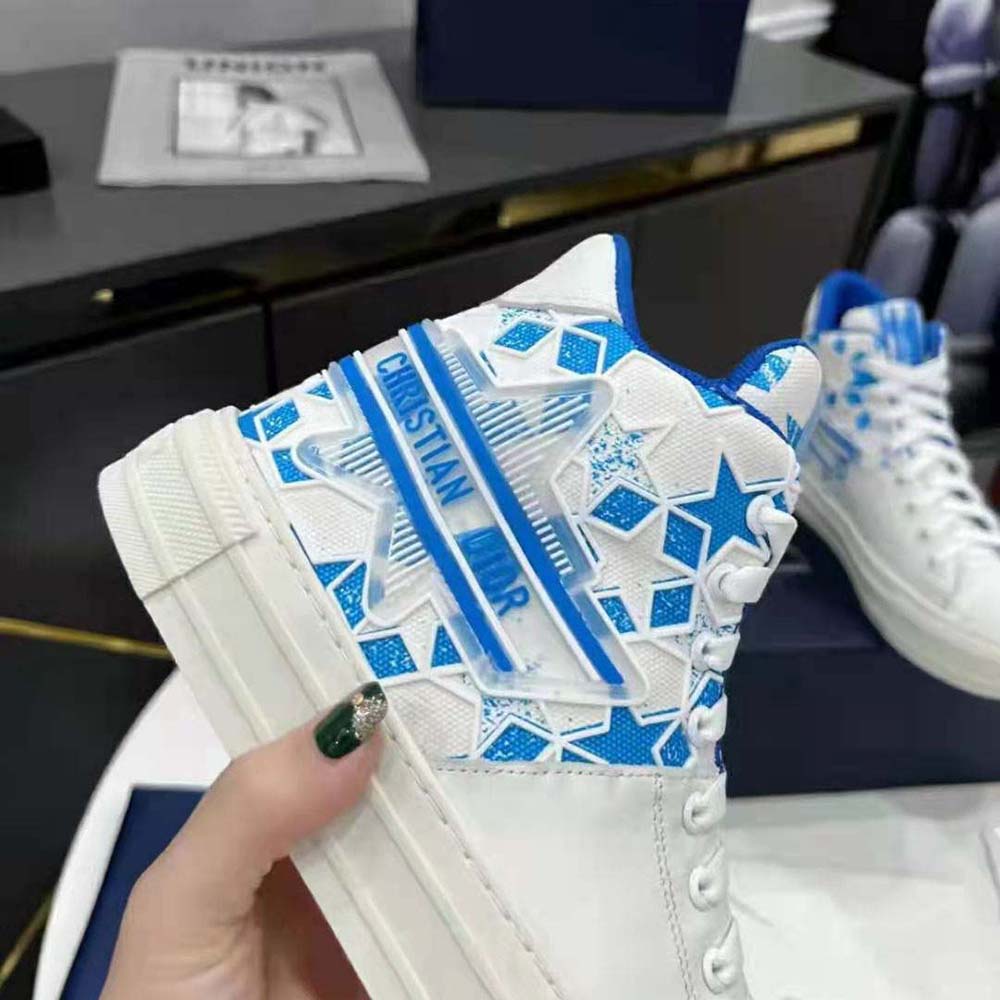 Dior Unisex Walk N Dior Star Sneaker Bright Blue and White Calfskin and Technical Fabric - image 9
