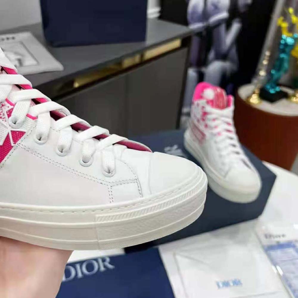 Dior Unisex Walk N Dior Star Sneaker Bright Pink and White Calfskin and Technical Fabric - image 7