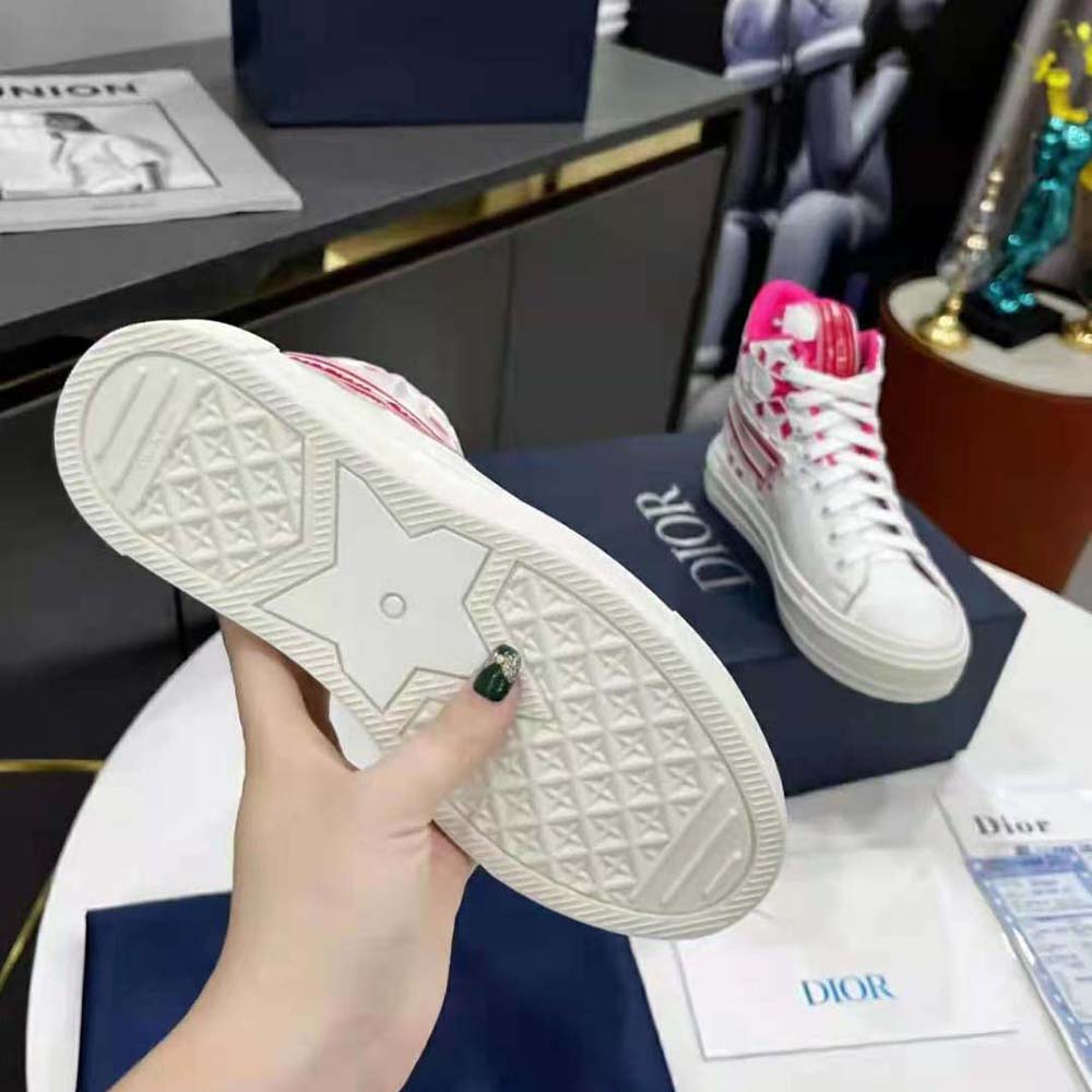 Dior Unisex Walk N Dior Star Sneaker Bright Pink and White Calfskin and Technical Fabric - image 9