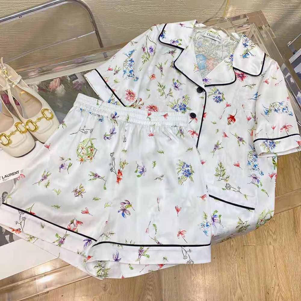 Close-up of multicolor D-Constellation motif on Dior Women Chez Moi shirt