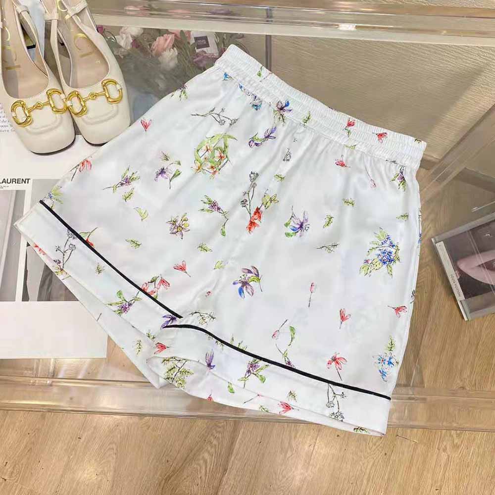 Close-up of multicolor D-Constellation embroidery on Dior Women Chez Moi Shorts