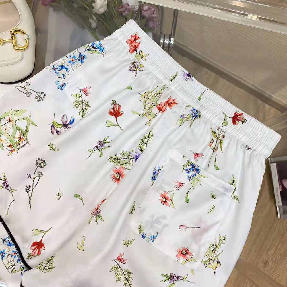 Dior Women Chez Moi Shorts White Silk Twill with Multicolor D-Constellation Motif - image 4