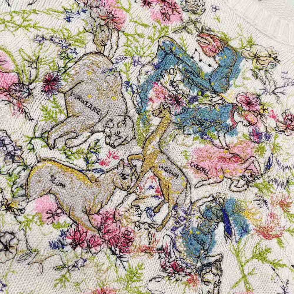 Dior Women Chez Moi Sweater Ecru Cashmere Intarsia Knit with Multicolor D-Constellation Motif - image 8